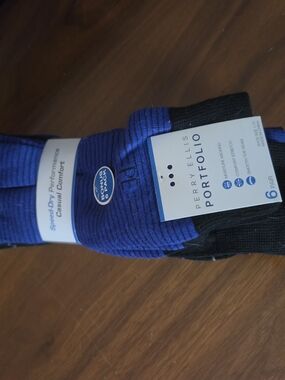 Perry Ellis Men's Blue & Black Crew Socks - 6 Pack